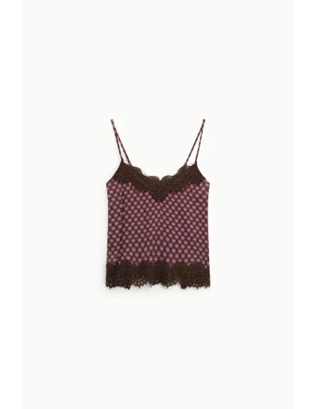 Top Con Spalline Sottili E Pizzo Stampato Dixie