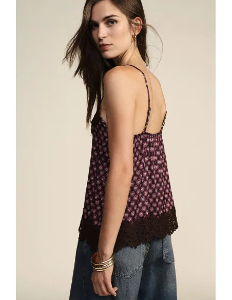Top Con Spalline Sottili E Pizzo Stampato Dixie