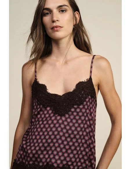 Top Con Spalline Sottili E Pizzo Stampato Dixie