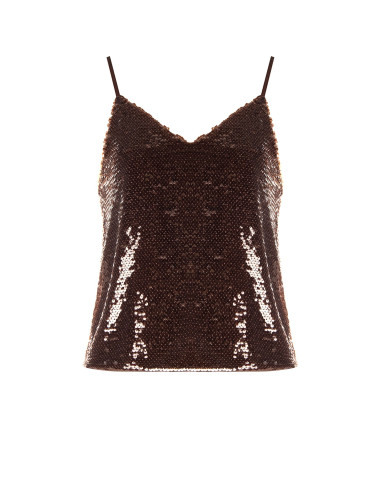 A-line tank top with V-neck and ‘Rinascimento’ sequin embroidery - ...