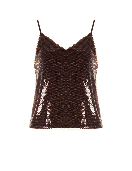 Top A Canotta Con Scollo A V E Ricamo Di Paillettes Rinascimento