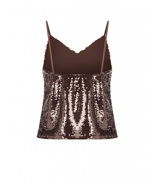 Top A Canotta Con Scollo A V E Ricamo Di Paillettes Rinascimento