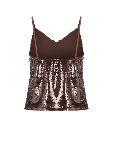 Top à bretelles avec encolure en V et broderie de paillettes Rinascimento
