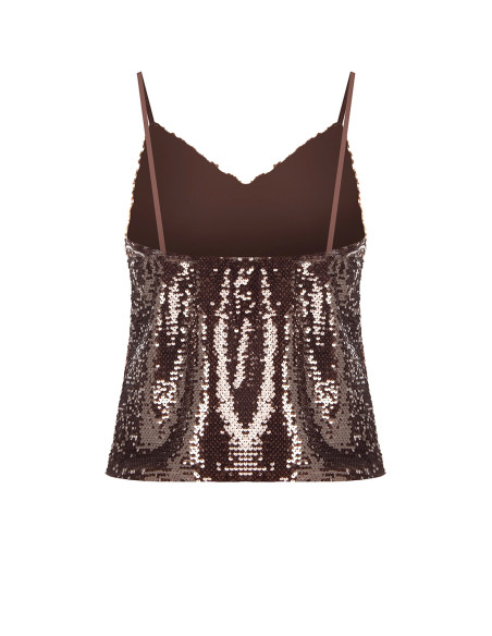 Top à bretelles avec encolure en V et broderie de paillettes Rinascimento
