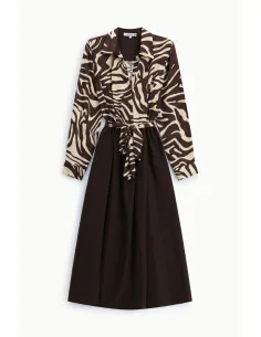 Robe midi à imprimé zébré, avec ceinture et col classique, Please 2