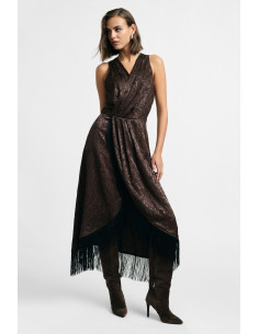 Robe longue sans manches à franges Please