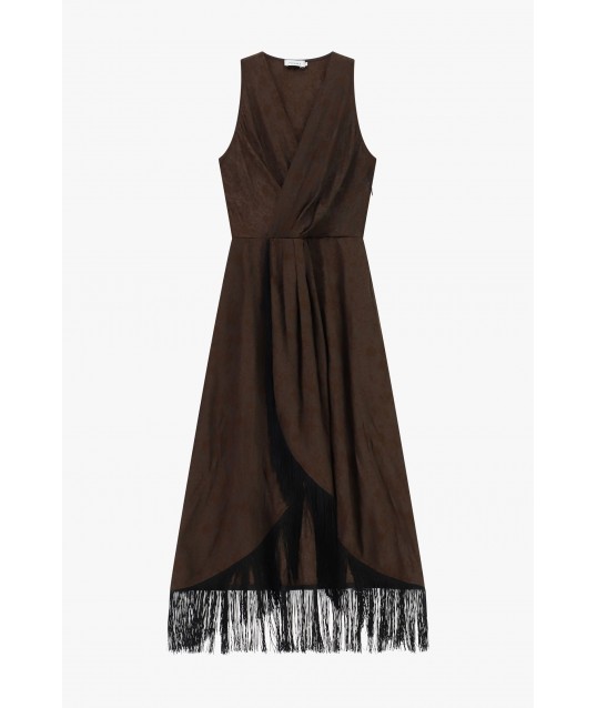 Robe longue sans manches à franges Please