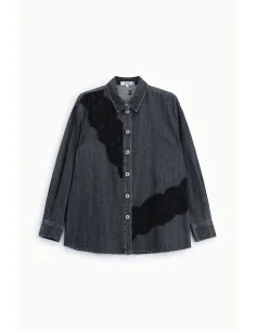 Chemise en denim avec empiècements en dentelle et boutons Please 2