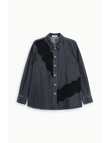 Camicia Denim Con Inserti In Pizzo E Bottoni Please
