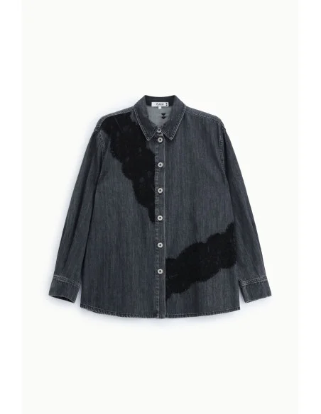 Camicia Denim Con Inserti In Pizzo E Bottoni Please