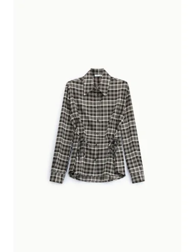 Chemise à carreaux avec cordons de serrage sur les côtés, Please