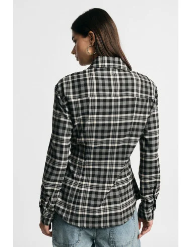 Check-print shirt with side drawstrings – Please