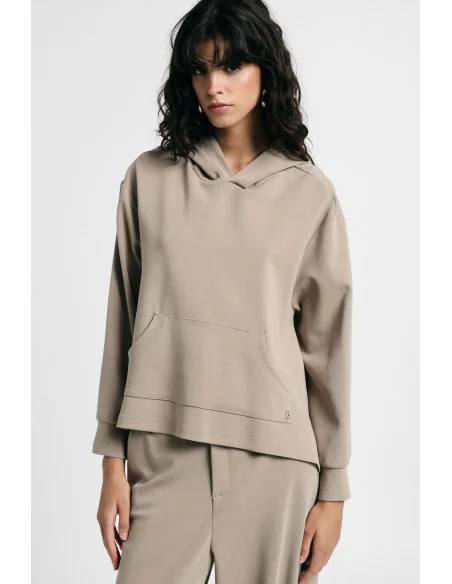 Please Asymmetrical Hem Hooded Top
