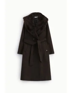 Manteau long à grand col en fourrure Please 2