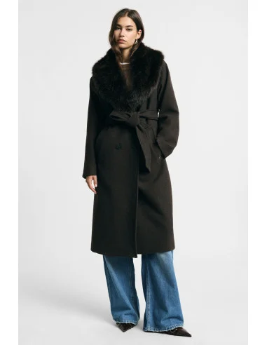 Please Long Coat with Maxi Fur Collar