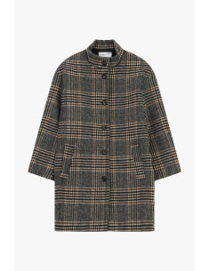 Checked Coat with Buttons and Side Pockets – Please 2
