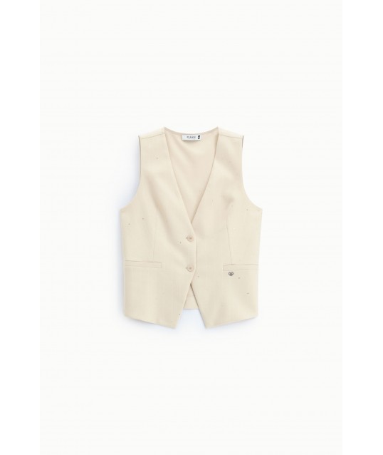 Gilet Scollo A V Con Tasche A Filetto Please