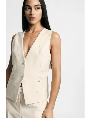 Gilet Scollo A V Con Tasche A Filetto Please