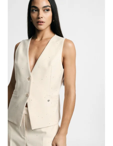Gilet Scollo A V Con Tasche A Filetto Please