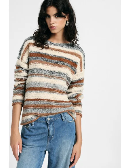 Maglione Pullover A Righe Con Maniche Lunghe Please