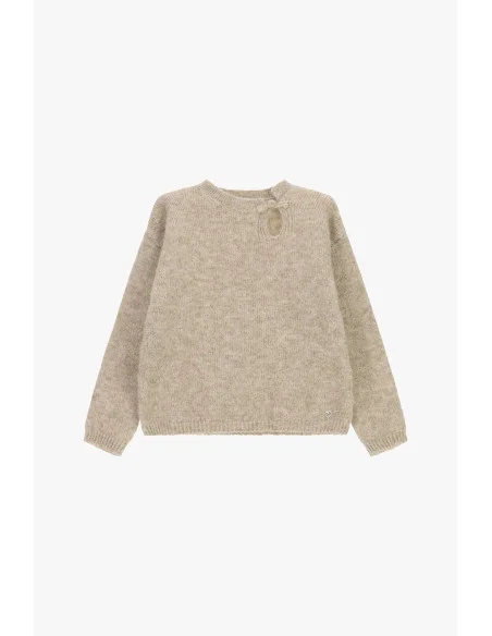Crew-neck jumper with cut-out detail – Please