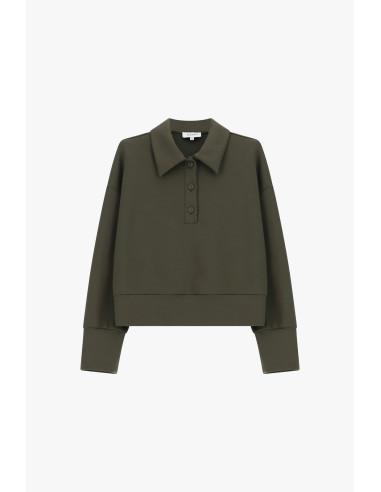 Cropped jumper with a shirt collar and buttons – Please