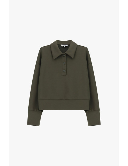 Cropped jumper with a shirt collar and buttons – Please