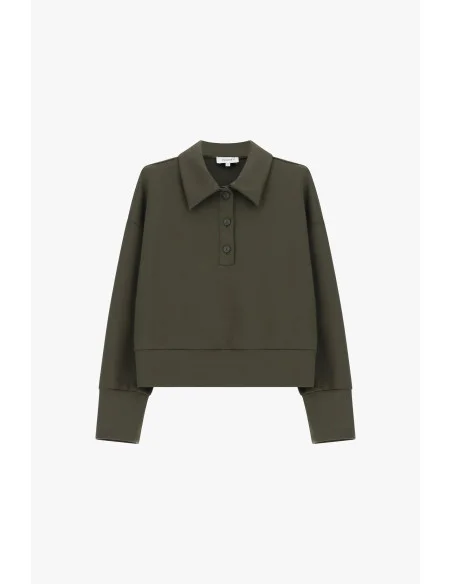 Maglione Cropped Con Collo A Camicia E Bottoni Please