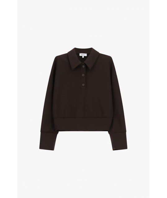 Cropped jumper with a shirt collar and buttons – Please
