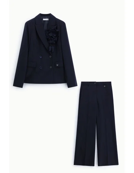 Double-breasted trouser suit with floral detail – Please