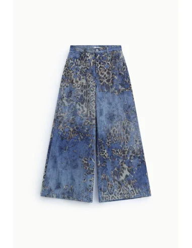 Jean animalier à jambes très larges et taille moyenne Please