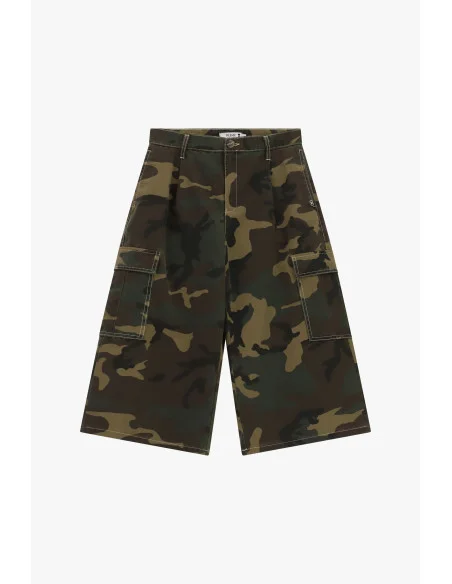 Bermuda cargo à imprimé camouflage avec poches latérales, Please