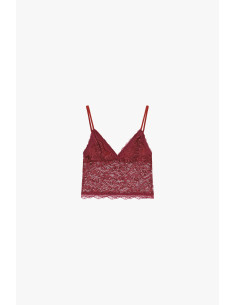 Top Corto Pizzo Stampato Con Spalline Sottili Please