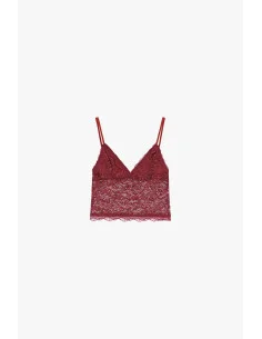 Top Corto Pizzo Stampato Con Spalline Sottili Please
