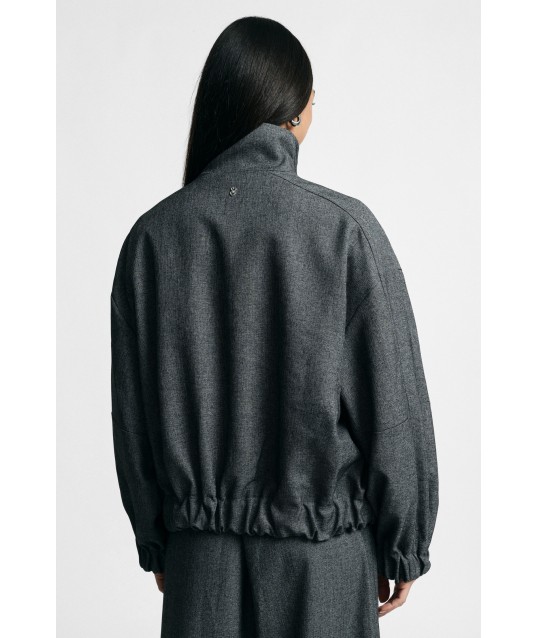 Bomber Corta Con Zip E Coulisse Sul Fondo Please