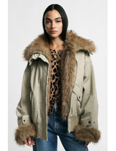 Short Hooded Parka with Fur Trim, Please