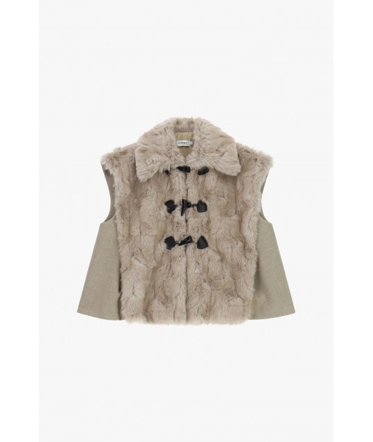 Gilet Eco-Fur Con Chiusura A Alamari E Colletto Ampio Please