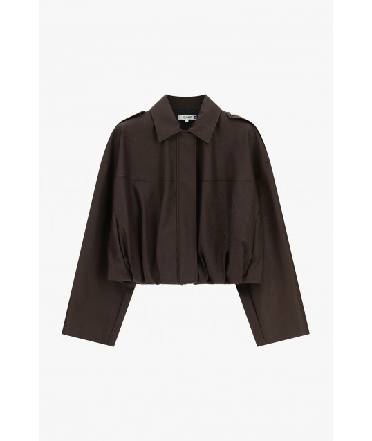 Giacca In Ecopelle Corta Con Zip E Spalle Ampie Please