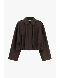 Veste courte en simili cuir avec fermeture éclair et épaules larges Please 2