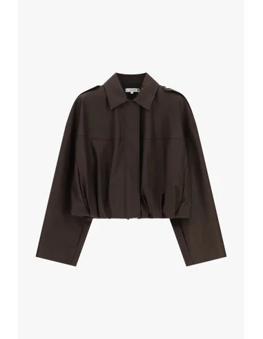 Giacca In Ecopelle Corta Con Zip E Spalle Ampie Please