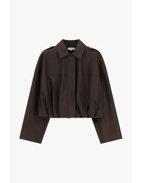 Giacca In Ecopelle Corta Con Zip E Spalle Ampie Please