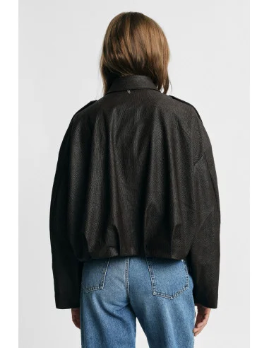 Giacca In Ecopelle Corta Con Zip E Spalle Ampie Please