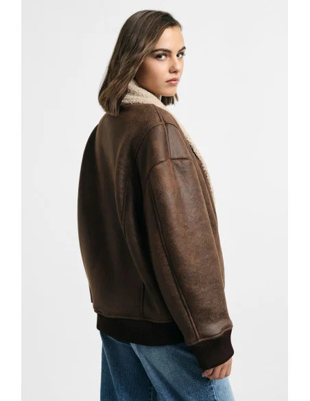 Please Short Faux Fur Jacket with Wide Collar