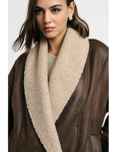 Please Short Faux Fur Jacket with Wide Collar