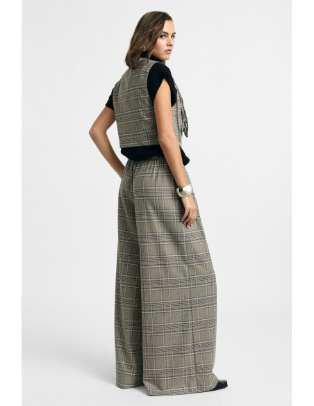 Checked Palazzo Trousers with Front Pleats – Please - Vestiti Firma...