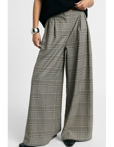 Checked Palazzo Trousers with Front Pleats – Please - Vestiti Firma...