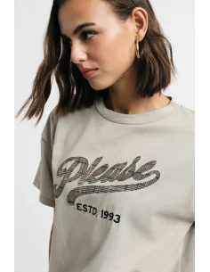 Crew-Neck T-Shirt with Large Front Print Please