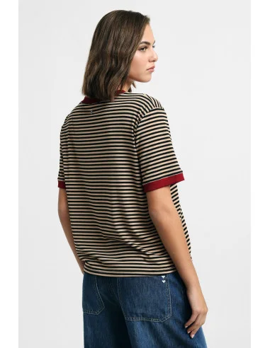 T-Shirt A Righe Con Scollo A V E Profili A Contrasto Please