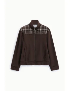 Sweat zippé avec empiècement à carreaux sur les épaules Please 2