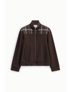 Zip-up hoodie with chequered inserts on the shoulders – Please - Ve... 2